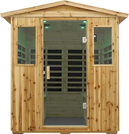 LTCCDSS Low EMF Outdoor Far Infrared Sauna 4-Person Hemlock Wood Sauna